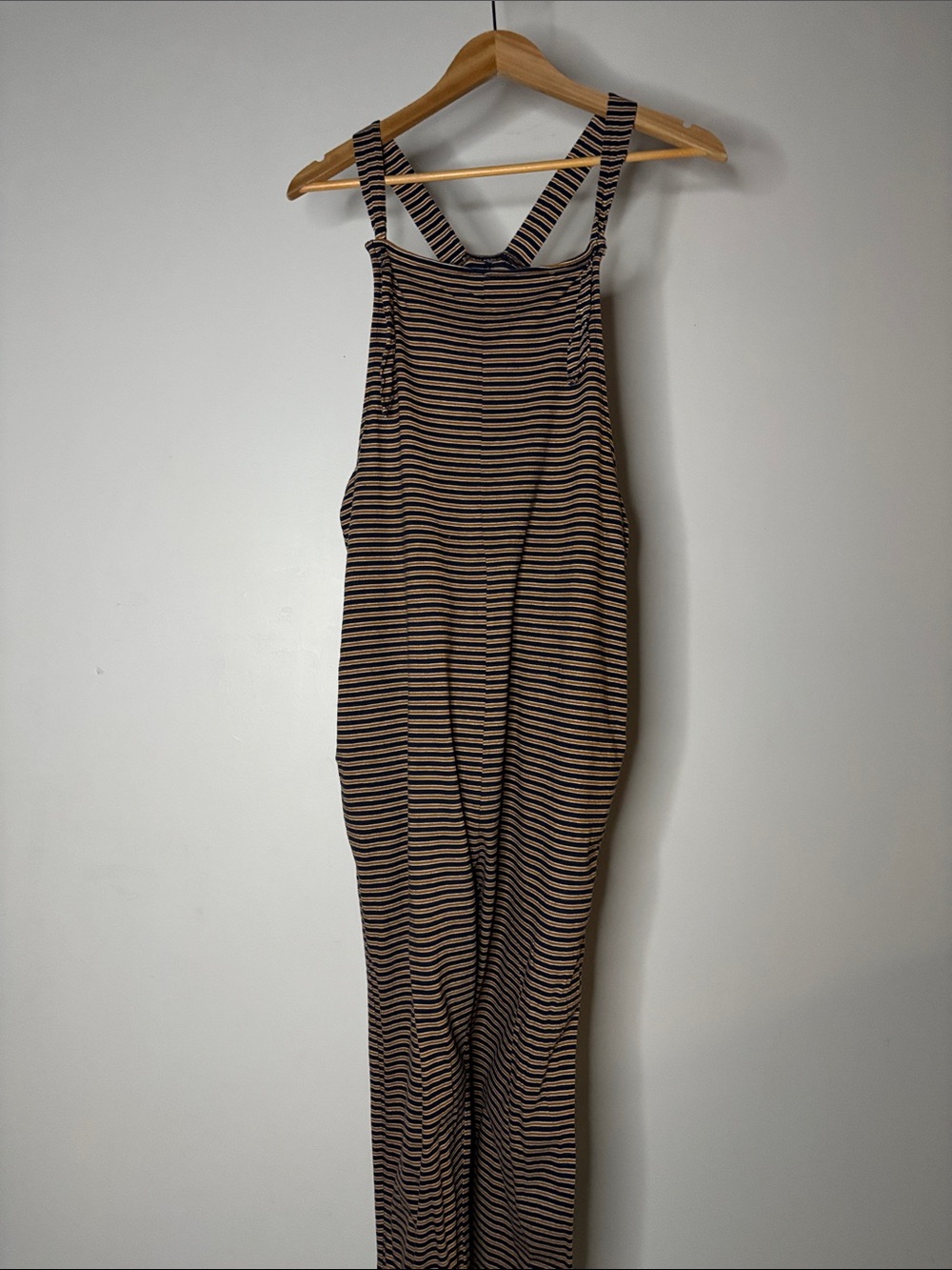 RVCA Striped Sleeveless Jumpsuit in Black and Tan